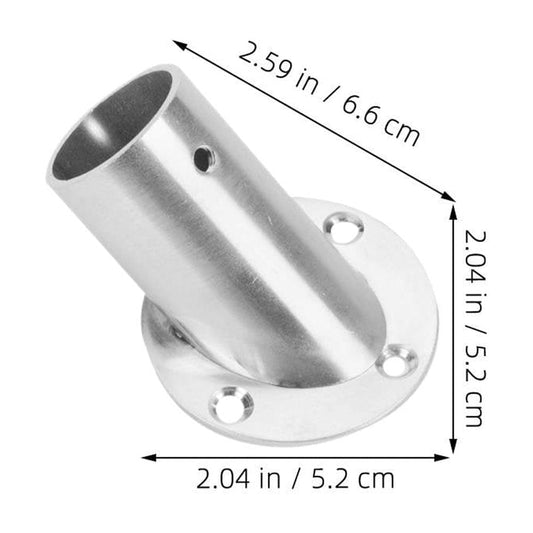 Silver angled closet rod bracket with open end and two mounting holes