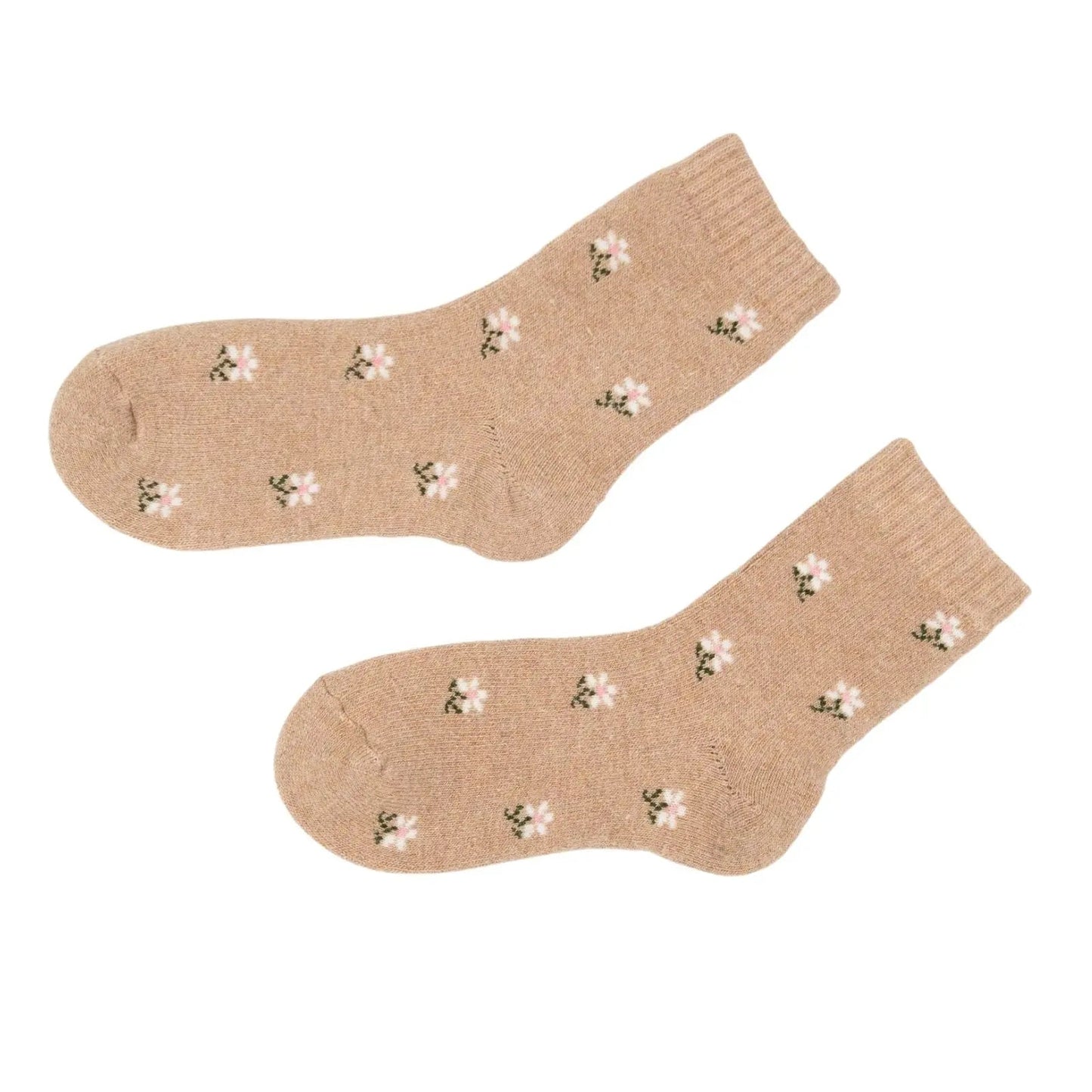 4 Pairs Floral Wool Socks For Women