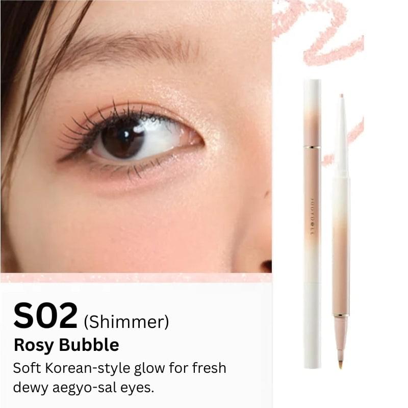 Double under eyeliner pen with shimmer rosy bubble tip and cap