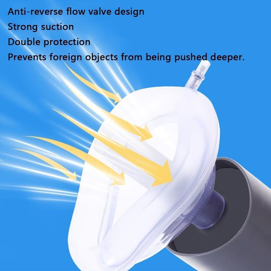 Negative pressure airway suction cup with anti-reverse valve and tubing