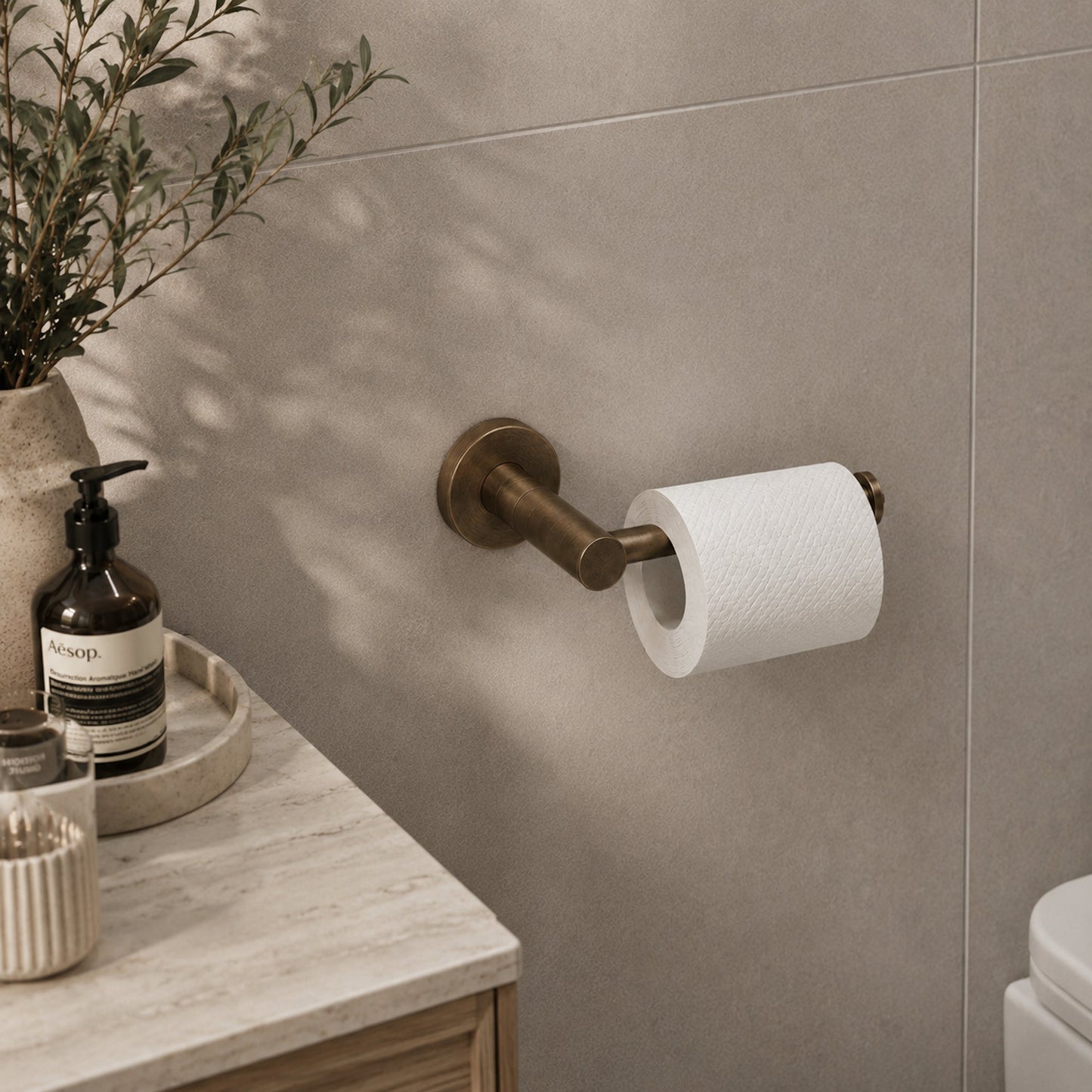 Reno Toilet Roll Holder - Antique Brass