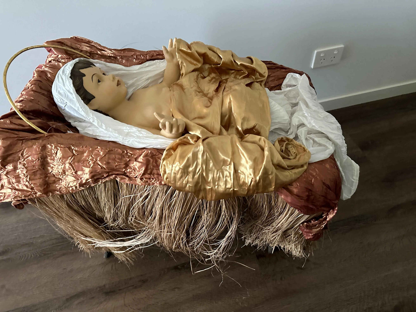 100cm Large Christmas Nativity Manger Set – Baby Jesus in Crib, Religious Christmas Decoration, Holy Family Display, Holiday Home & Church Décor