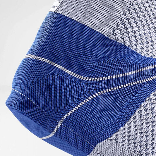 AchilloTrain ankle support knit brace with blue heel and gray upper