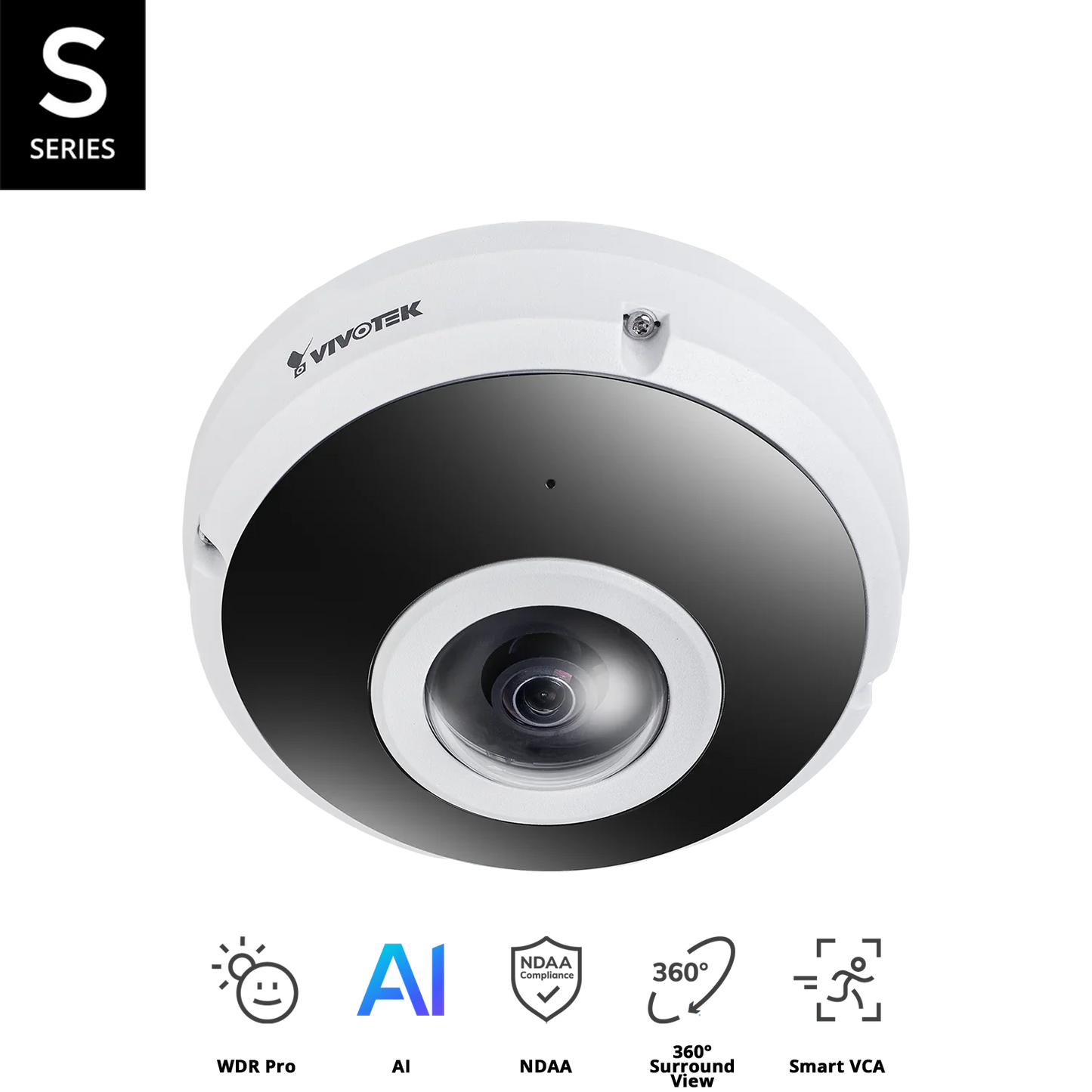 VIVOTEK FE9391-EHV-v2 12MP 360° Outdoor Fisheye Camera – Smart IR II, WDR Pro, IP66, IK10, AI Object Analytics