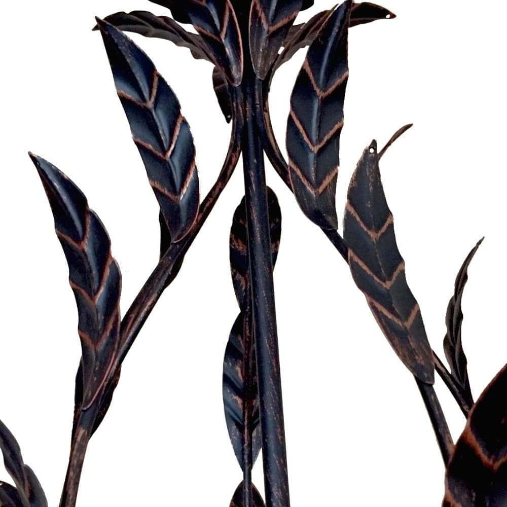 Dark blue-black metal leaf arms detail for a chandelier