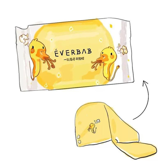 Cartoon octopus fast-drying hair towel wrap in yellow EVERBAB box packaging