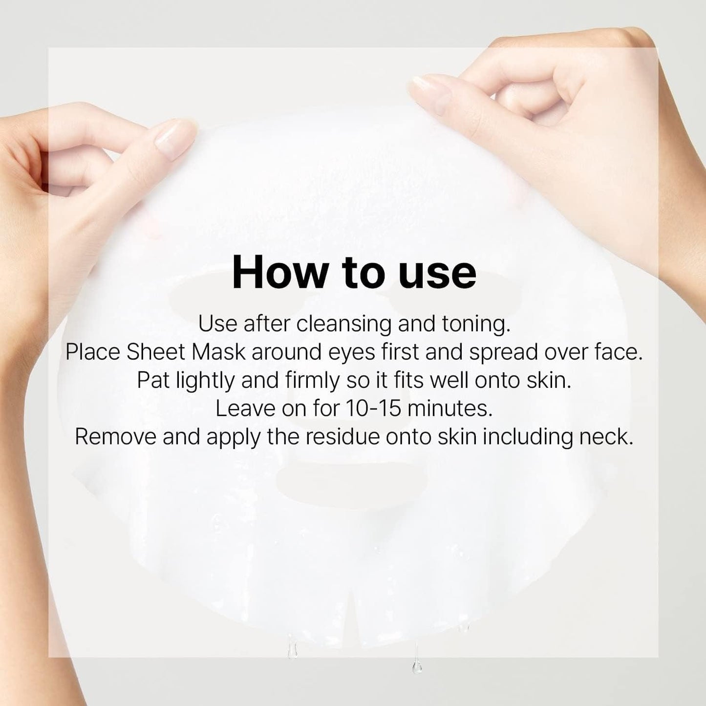 How to use instructions for hydrating sheet mask on face