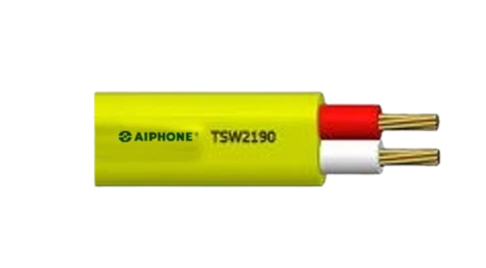 AIPHONE KBWIRE200YL – 200m Yellow Polyethylene Cable, 0.9mm Solid Conductor, 2-Core, Compatible with All Aiphone Video Intercom System