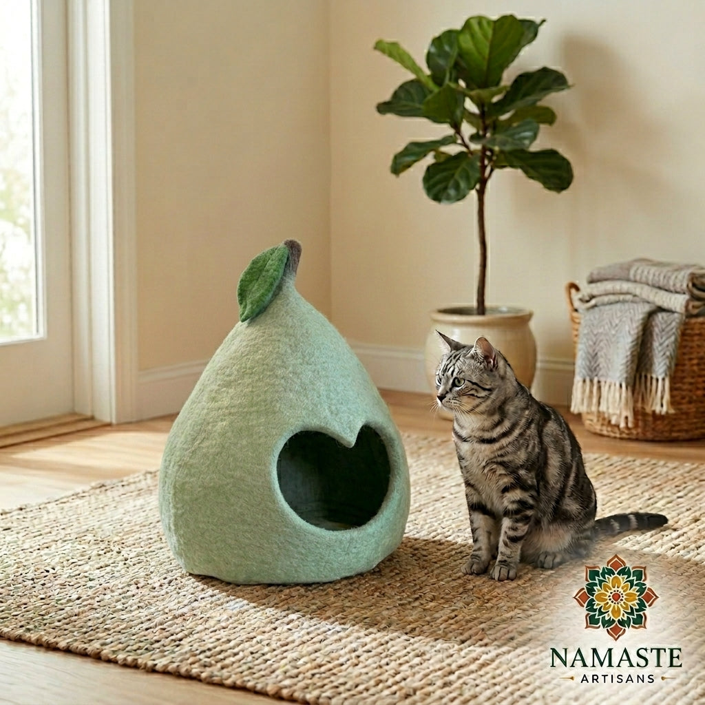 Pear Shaped Wool Cat Cave Bed