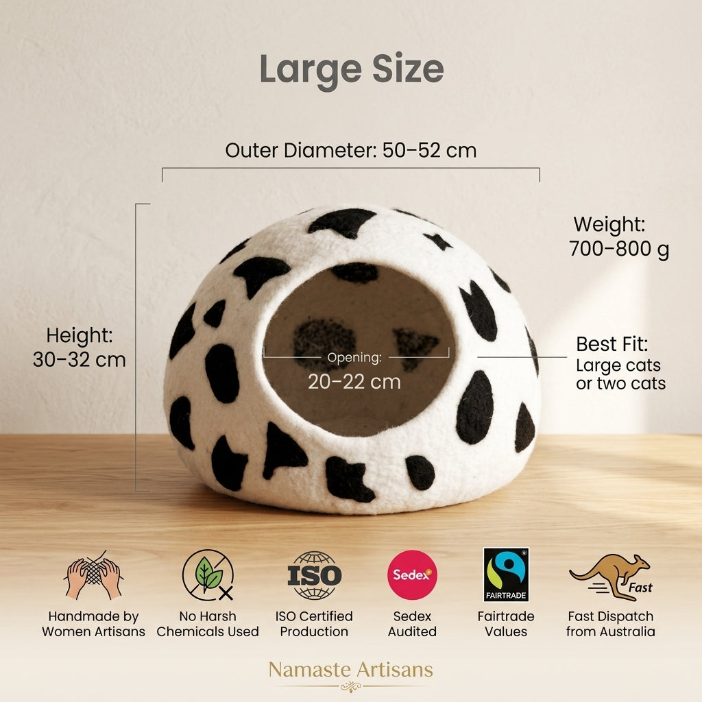 Cow Print Wool Cat Cave Bed