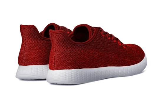 Axign River lightweight orthotic sneakers side view in dark red knit with white sole