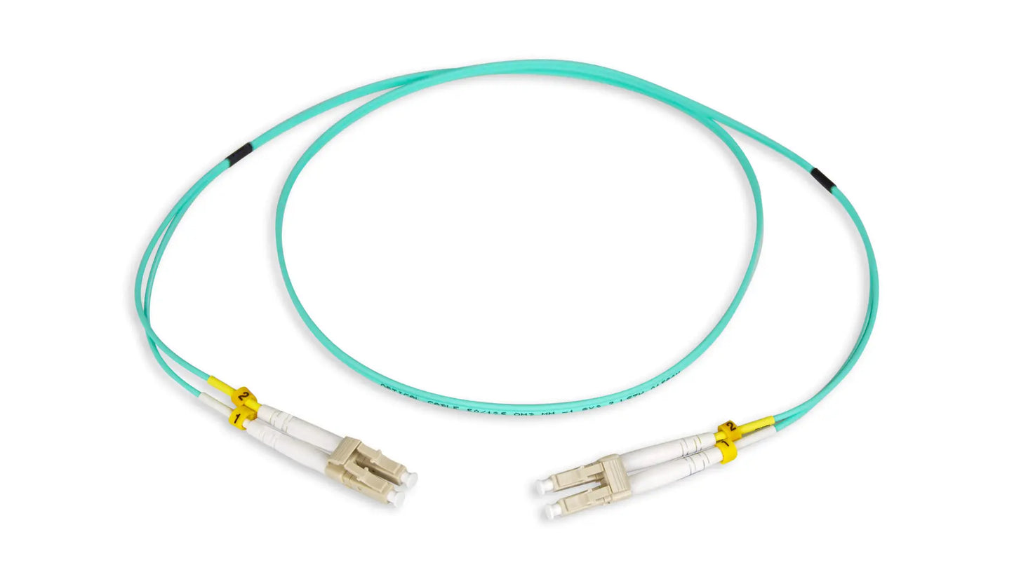 Garland GPCDLCLCOM3-1 Duplex LC to LC OM3 3m Fibre Patch Lead – Aqua PVC – 50um Multimode Fibre