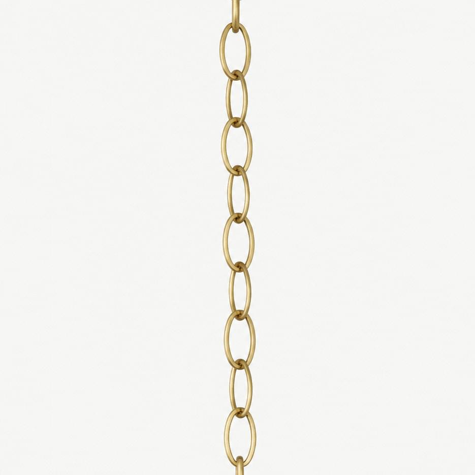 Brushed brass oval link chain extension with connector ring and links