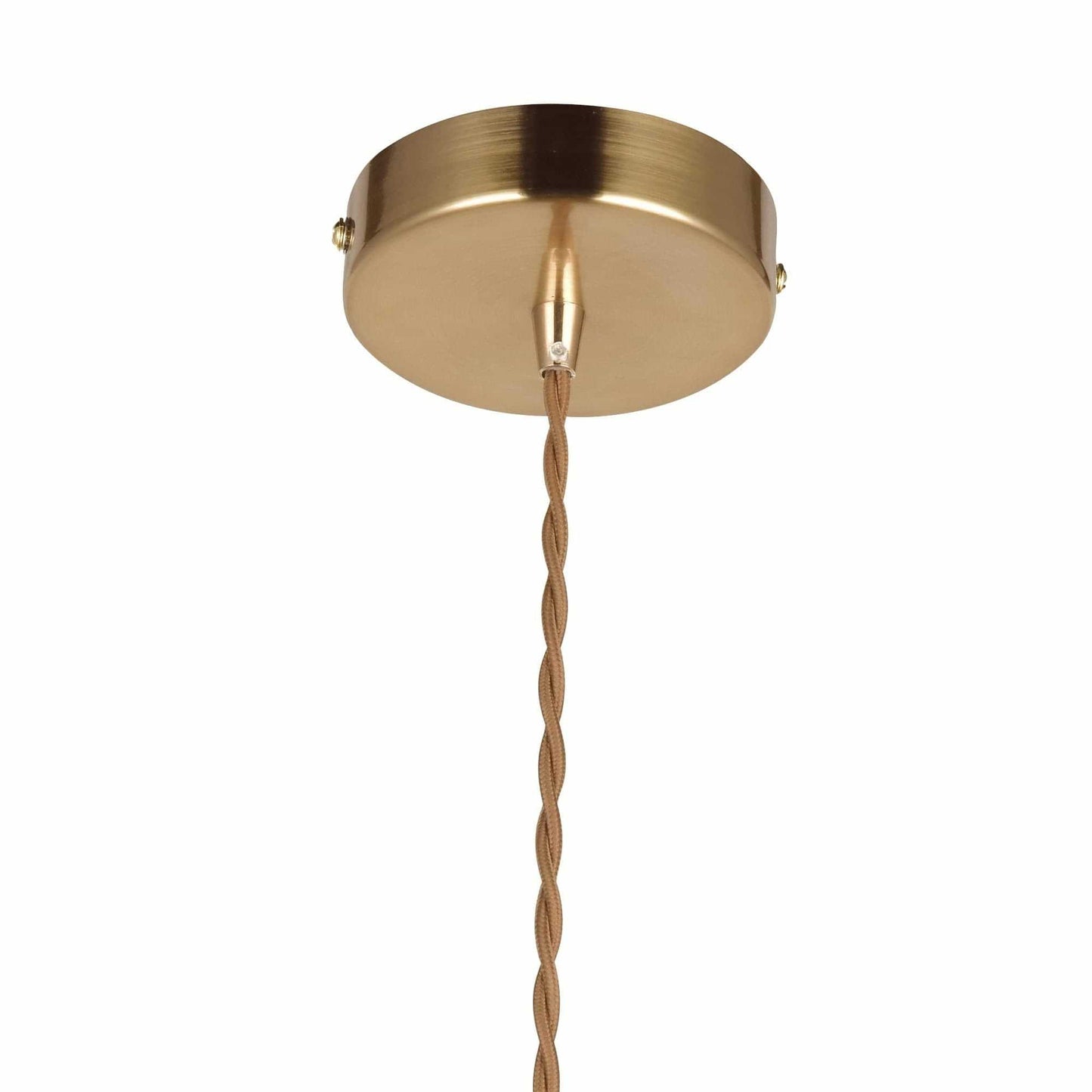 Fleur vintage glass pendant light ceiling canopy with braided cord and brass finish