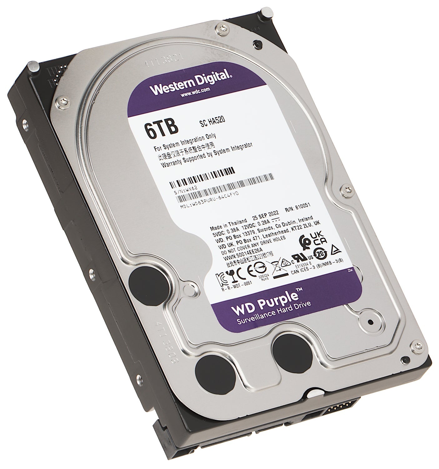 WD63PURU‑IDIS 6TB 3.5″ Surveillance HDD for IDIS Recorder – WD Purple