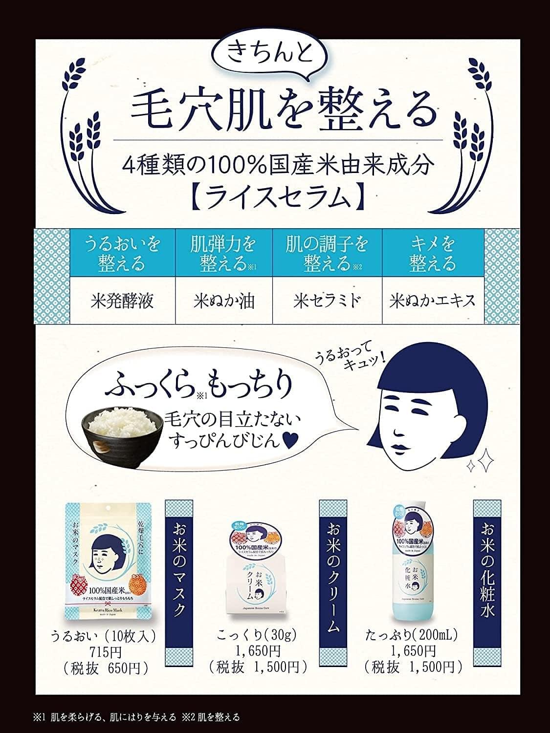 Keana rice essence mask info card with illustrations and 4 key components