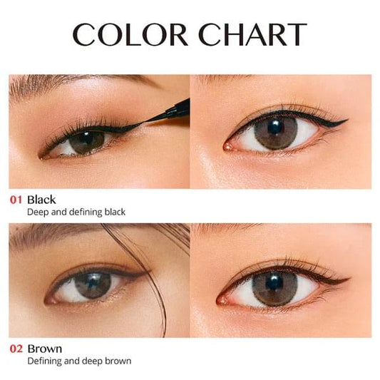 Black and brown eyeliner brush liner swatches on eye makeup color chart