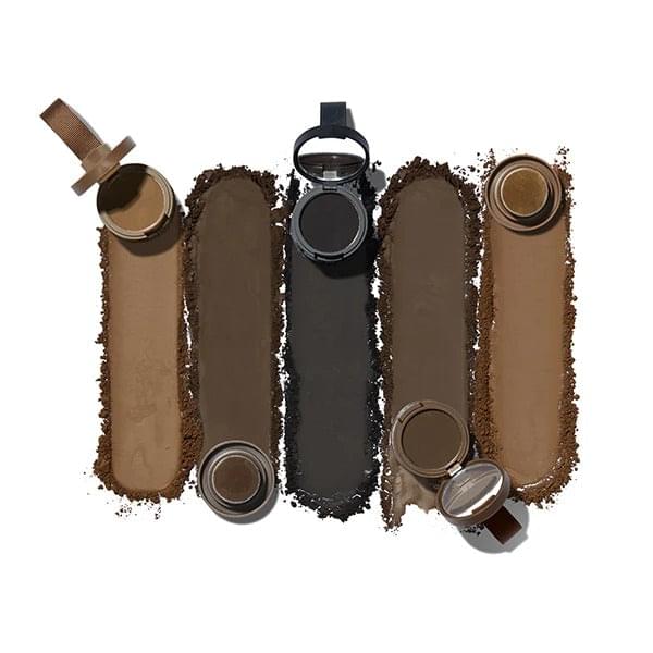 Multiple hair shadow shades with open compacts and smear swatches