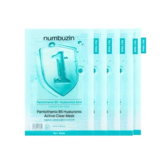 Row of Numbuzin No.1 Pantothenic B5 mask sheet packs in blue