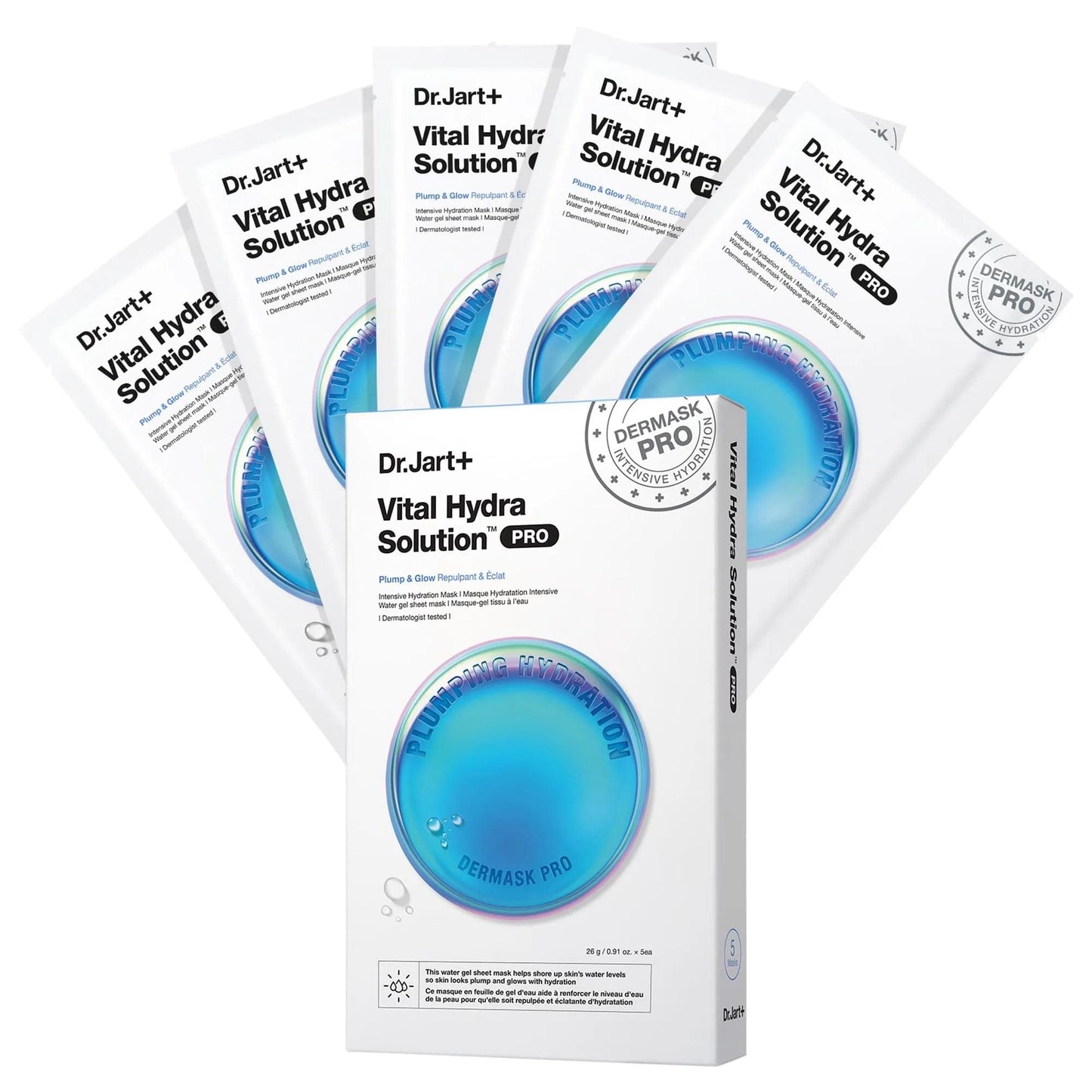 Dr. Jart+ Vital Hydra Solution PRO face mask multipack with stacked pouches and blue seal