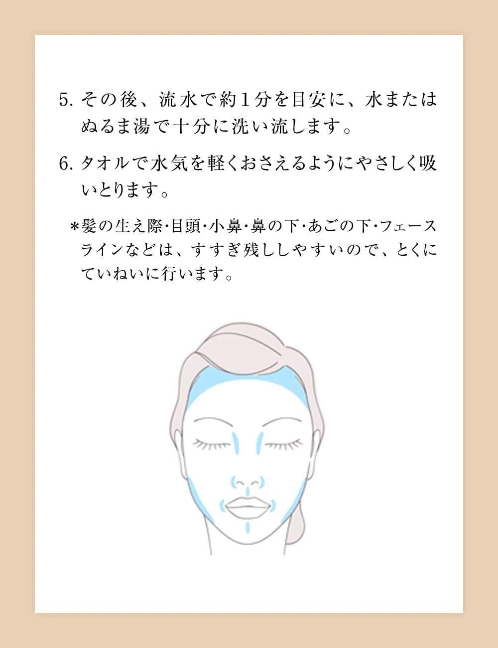 Cleansing foam guidance card with face illustration and blue drop markers