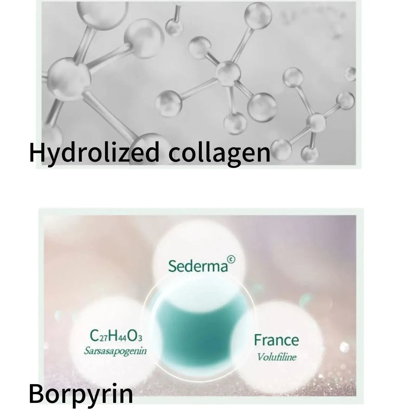 Pore lifting ampoule double pack; hydrolyzed collagen ingredient graphic
