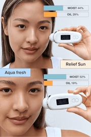 Beauty of Joseon Relief Sun Aqua-fresh SPF50+ sunscreen being dispensed onto face.