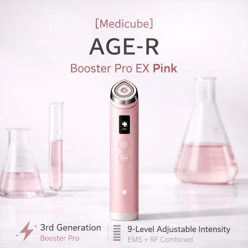 Pink AGE-R booster Pro EX handheld device with power and intensity indicator screen