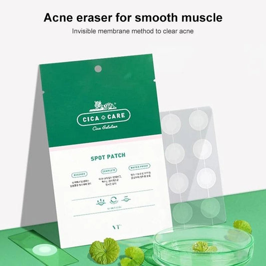 Cica Care spot patch packet with clear acne patch circles and visible care instructions