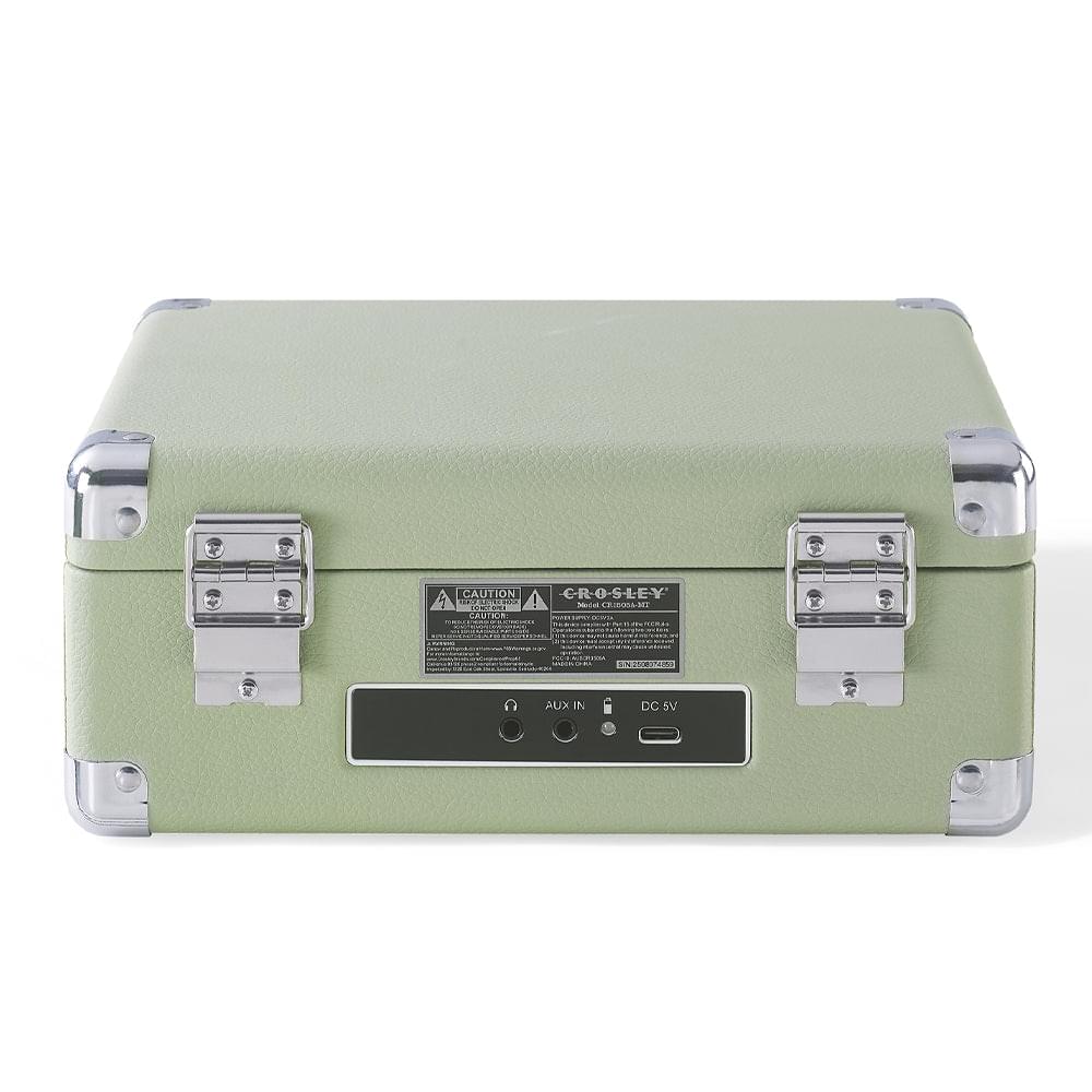 Mint portable retro CD player with stereo speakers, rear control panel and ports