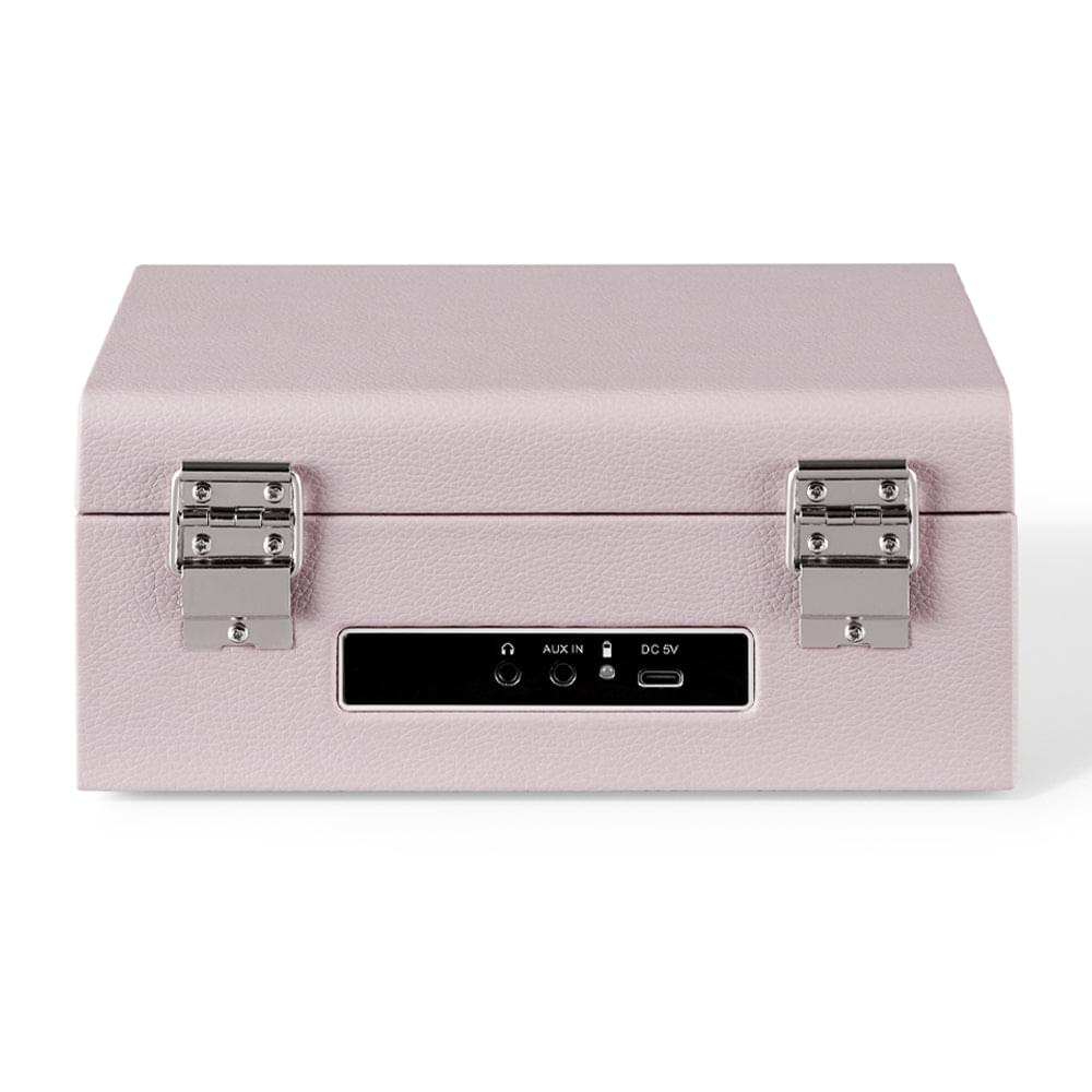 Amethyst portable retro CD player back with ports panel and metal handle latches