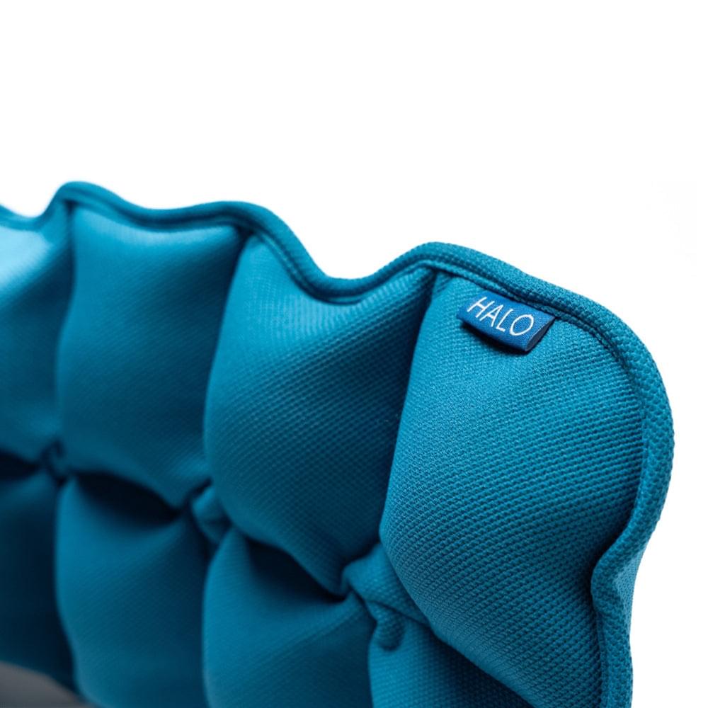 HALO logo on blue padded spine stretcher end cushion