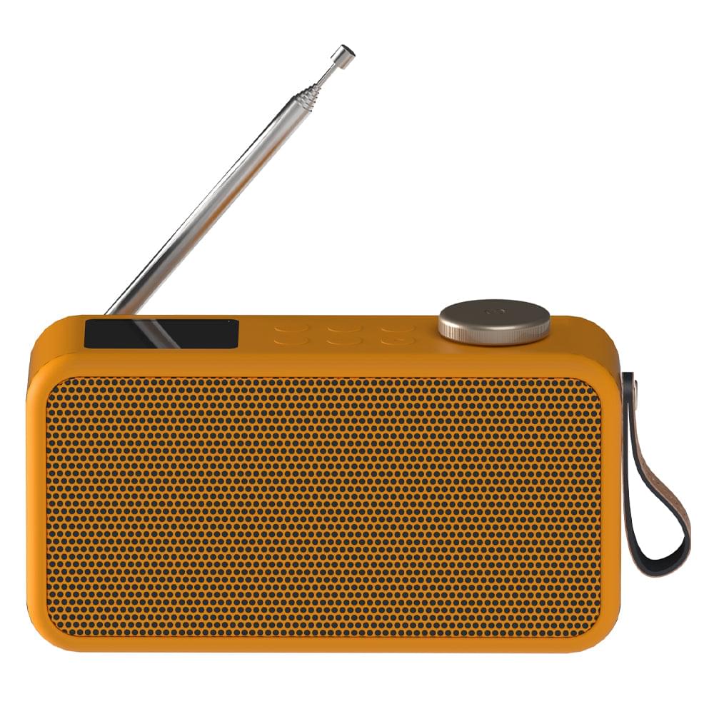 Mango burst Bluetooth DAB+/FM radio with extended telescopic antenna and strap