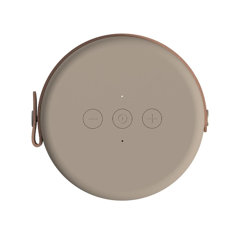 Kreafunk Amajor 2 Bluetooth speaker, ivory sand back panel with buttons and wrist strap