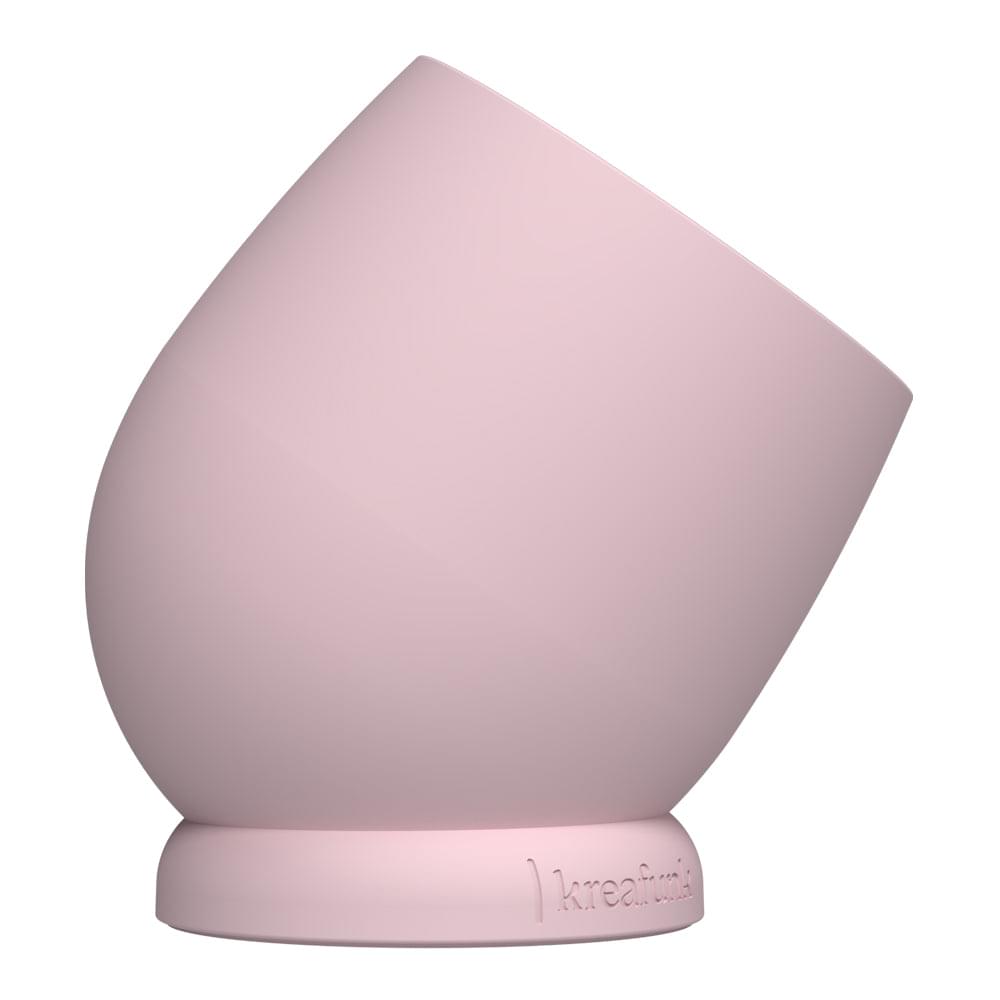 Kreafunk dusty rose bell alarm clock in teardrop design with base logo