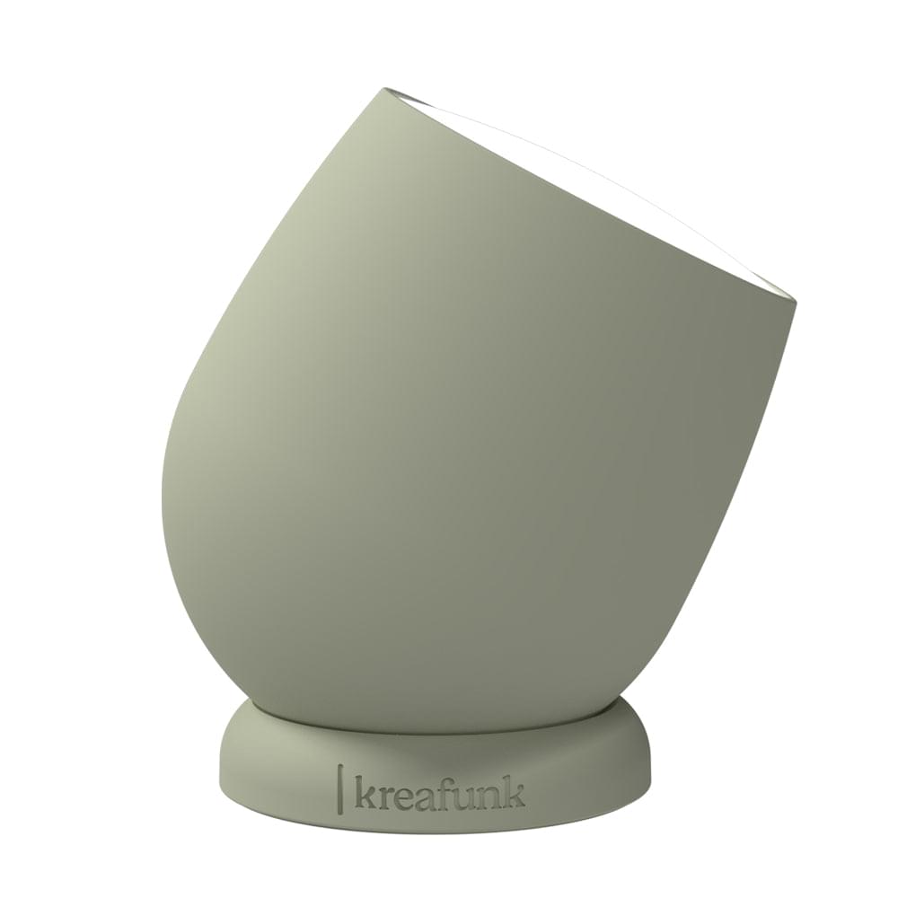 Kreafunk Beam portable rechargeable lamp, dusty olive shade with base