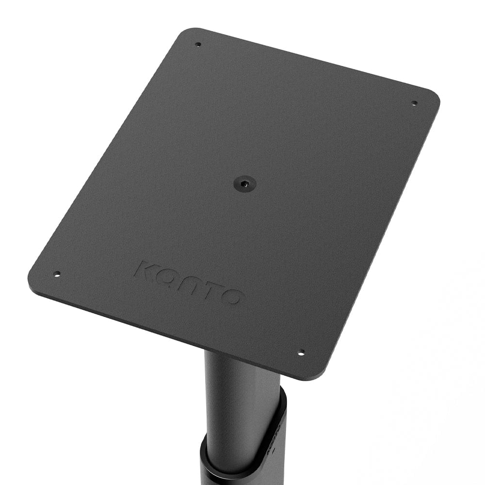 Black adjustable speaker stand top plate with mounting holes