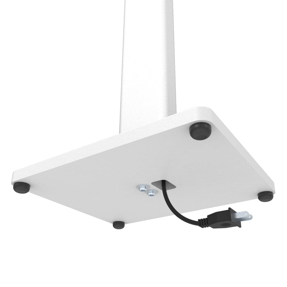 White speaker floor stand top bracket with cable pass-through, pair