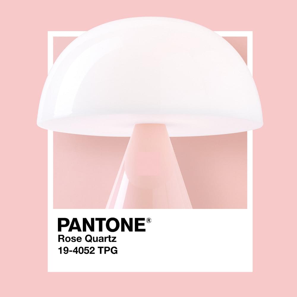 Portable LED lamp with PANTONE® Rose Quartz 19-4052 TPG label on base