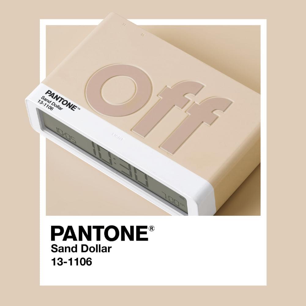 PANTONE Sand Dollar sand reversible flip alarm clock with 10:05 on LED display