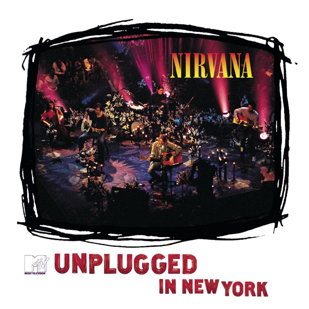 Nirvana MTV Unplugged vinyl album cover with stage photo and text UNPLUGGED IN NEW YORK
