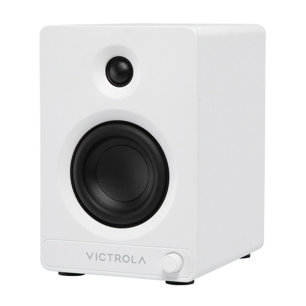 Victrola Automatic Turntable + Victrola Tempo Bookshelf Speakers Bundle - White