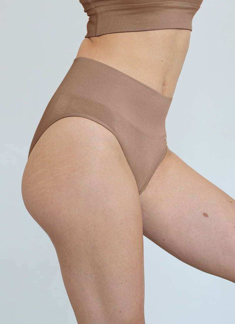 Chestnut high-cut brief underwear with smooth waistband