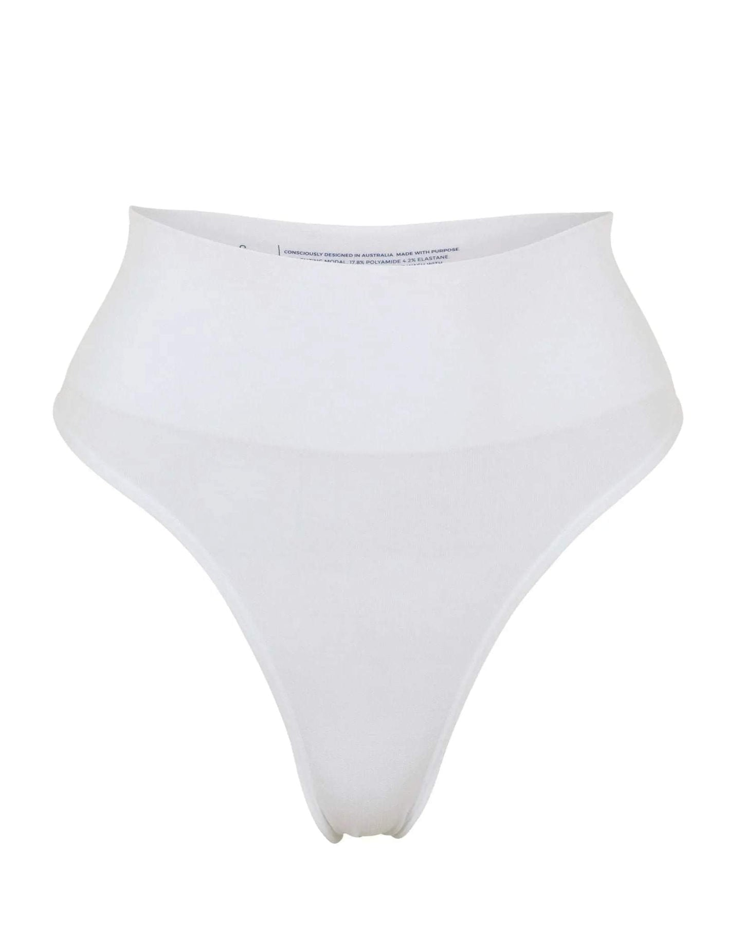 White high-rise underwear briefs with smooth waistband and full coverage