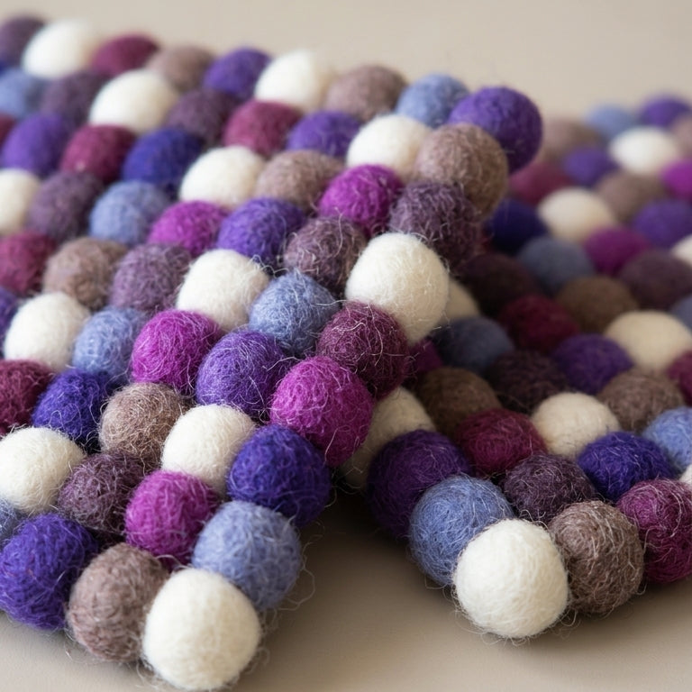 Plum Violet / Purple Wool Felt Coasters – Set of 4