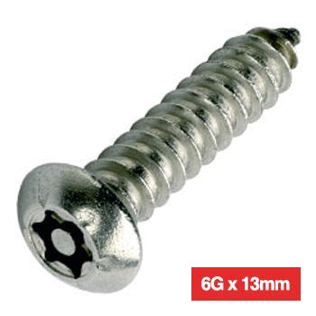PROLOK Resytork Security Screw – 6G x 13mm, Button Head, 2-Way Self Tapper, AB Thread, 304 Stainless Steel, Pack of 25 with Driver | Tamper-Resistant Fastener | Part No. RTBS6D-25