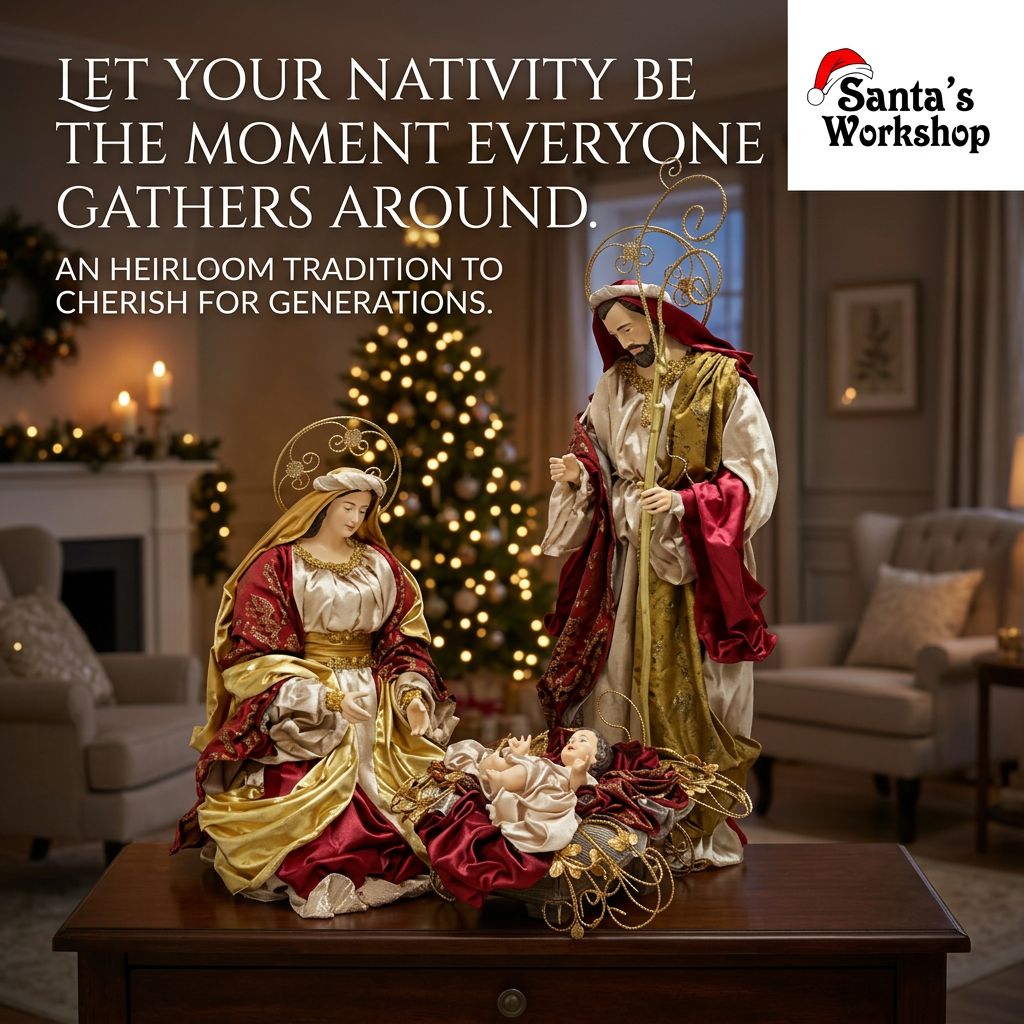 Red Large Christmas Religious Handmade Nativity Set with Manger - Approx. 132 cm - Pre Order Christmas 2026