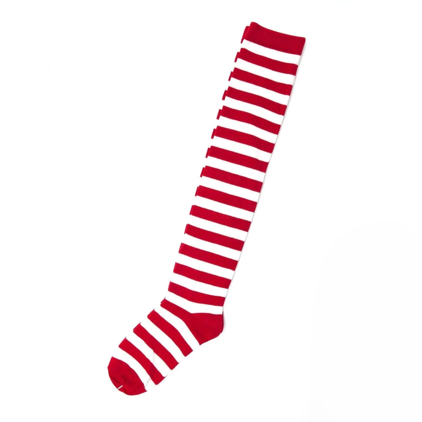 Striped Red White Womens Over the Knee Cotton Socks 2-8