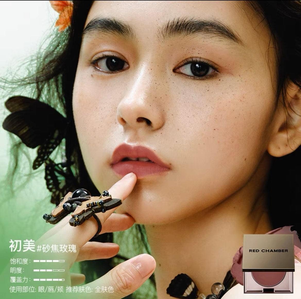 Multi-use makeup cream compact with dusty rose-brown cream pan