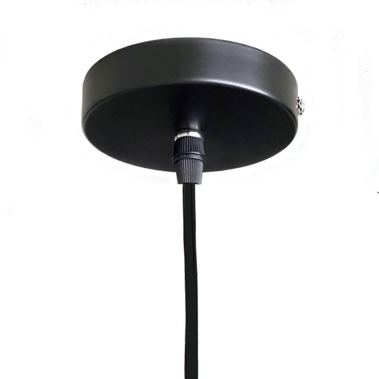 Black ceiling canopy and socket with pendant light stem